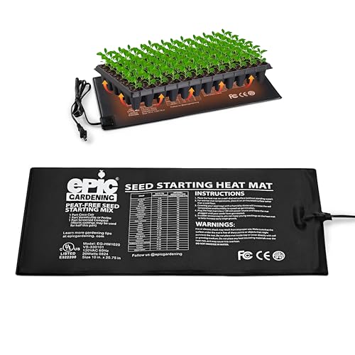 Epic Gardening Seedling Heat Mat for Plants – High-Performance 20W Heavy-Duty PVC Heating Mat for Seed Germination, Plant Growth, & Fermentation | Durable & Reliable Warmth for Indoor Gardening
