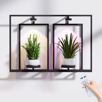 Shineled Metal Wall Planters, Wall Decor Plants with Light, Hanging Plant Shelves for Large Pots, Sturdy Wall Plant Holder for Living Room (1PK-2 Picture Frame) - size: 1PK-2 Picture Frame