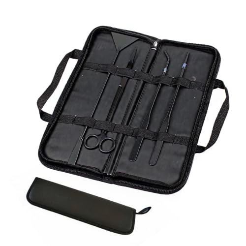 5-Piece Aquascape Tools Kit, Aquarium Tweezers & Scissors with Storage Bag