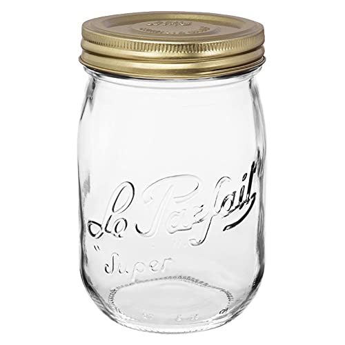 Le Parfait Screw Top Jar 1L (32oz) Wide Mouth Glass Jar, Gold, 1 Pack - color: 1L-Gold (Single)
