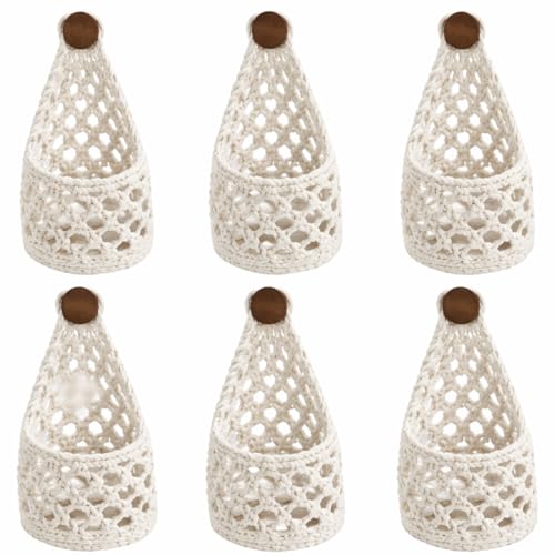6 Pk Macrame Plant Hanger,4 x 8 Inch,White | Wall Planters for Indoor, Boho Wall Mounted Flower Baskets, Hanging Planter, Plants and Pots Are Not Included - color: White, size: 4 x 8 inch