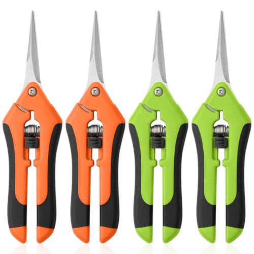 4 Pack Garden Pruning Shears, Stainless Steel Shears, Gardening Shears Scissors Pruning Shears for Gardening Tools (2pcs Green+2pcs Orange) - color: 4pcs Green Red Yellow Orange