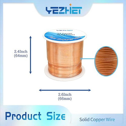 Solid Soil Copper Wire(22 Gauge, 16OZ, 500Ft) for Jewelry Making, Bare Pure Copper Wire for Crafts - size: 22GA