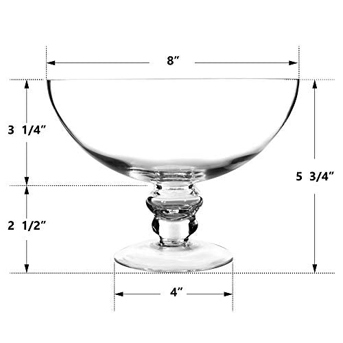 CYS EXCEL Glass Decorative Footed Bowl (H:6" D:8") | Fruit Display Terrarium Compote Vase Kitchen Table Centerpiece - style: Modern