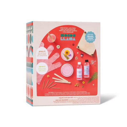 Mondoo Llama Pressed Flowers Resin Coaster DIY Art Kit – Dried Flower Resin Casting Set for Handmade Coasters & Home Decor