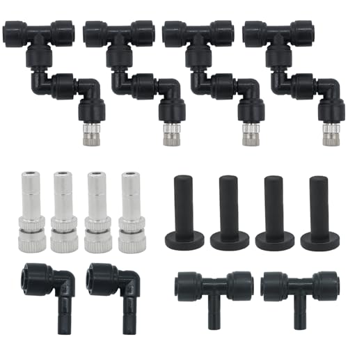 4 Pack Reptile Misting Nozzles Fine Mist Spray Replacement Nozzles 1/4'' | 360° rotatable mist nozzles, drip-free design, build DIY fog system for reptile tank, garden and plant humidifying
