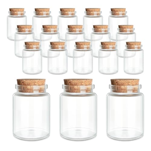 JIUYUE 18-Pack 2.71 oz (80ml) Small Glass Bottles with Cork Stoppers - color: 18pcs