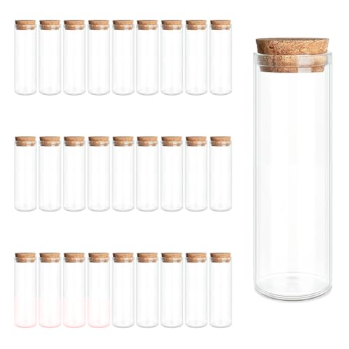 JIUYUE 28-Pack 0.61 oz (18ml) Glass Bottles & Test Tubes with Cork Stoppers | Small Glass Jars for Spell Bottles, Potion Bottles, DIY Party Favors, Travel Memories & Plant Propagation - color: 28pcs