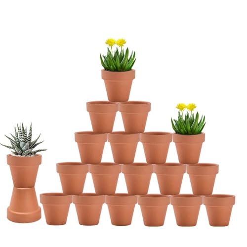 vensovo 3 Inch Terracotta & Clay Pot for Plant with Drainage, 20 Pack - color: Brown