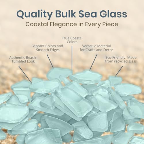 Aqua Blue Sea Glass – 55oz Beach Glass for DIY, Crafts & Décor – Vase Fillers, Coastal Decorations, Aquarium & Terrarium Filler, Nautical Home Accents, and Beach-Themed Designs - size: 55 Ounces