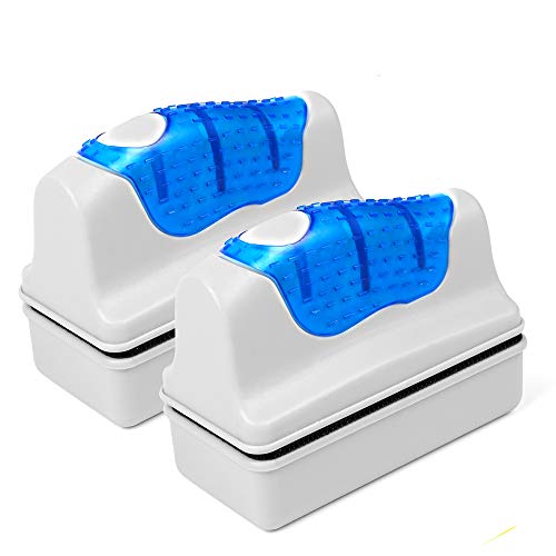 DaToo Aquarium Cleaner Fish Tank Glass Cleaner Algae Cleaner Scraper Magnetic Scrubber Algae Clean Brush, 2 Pcs, Size M, 1 Yr Warranty - color: M (2pcs)