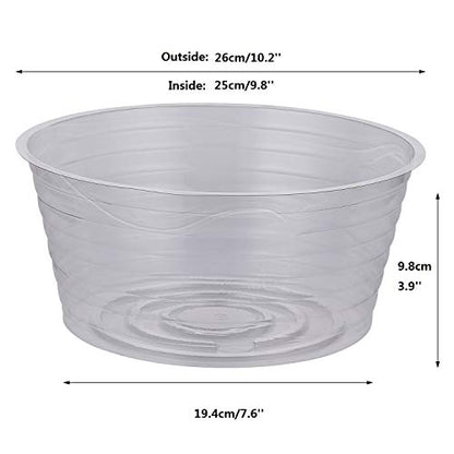 Idyllize 10 Pieces of 10 Inch Clear Thin Deep Plastic Plant Saucer Drip Tray for Pots (10'') - size: 10''