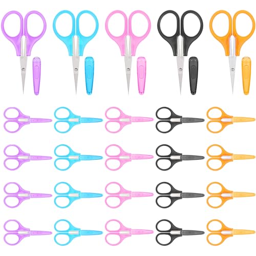 25 Pcs 3.3 Inch Mini All Purpose Scissors, Tiny Sharp Stainless Steel Travel Sewing Scissors with Protective Cover & Straight Fine Tips, Small Craft Scissors for DIY, Sewing & Paper Cutting