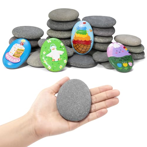 Simetufy 25Pcs Rocks for Painting, Large 3-4 Inch Natural River Stones for | DIY, Art & Crafts, Smooth Paintable Flat Rocks Bulk for Adults, Children, Kindness Rocks Garden Decoration - size: 3-4in-25pcs