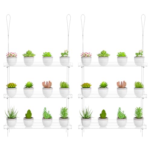 OtNiap Clear Hanging Window Plant Shelves, 2-Pack 3-Tier, 16-Inch Stand - size: 2 Pack-3 Tier