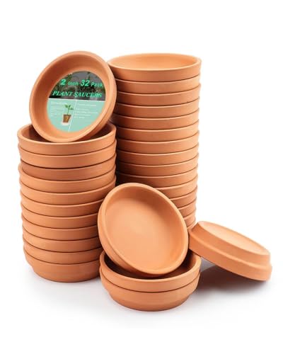 vensovo 2 Inch Terracotta Plant Saucers, 32 Pack Mini Clay Pot Trays - size: 2 inch