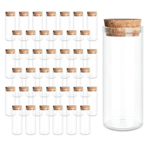 JIUYUE 40-Pack 1.35 oz (40ml) Glass Bottles & Test Tubes with Cork Stoppers - color: 40pcs