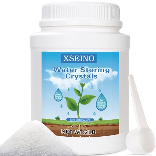 XSEINO 2LB Soil Moisture Crystals Water-Absorbing Hydrogel for Plants Solves Over and Under-Watering, Long-Lasting Water Retention to Keep Soil Moist Polymer Water Storage Crystals - color: 2 LB