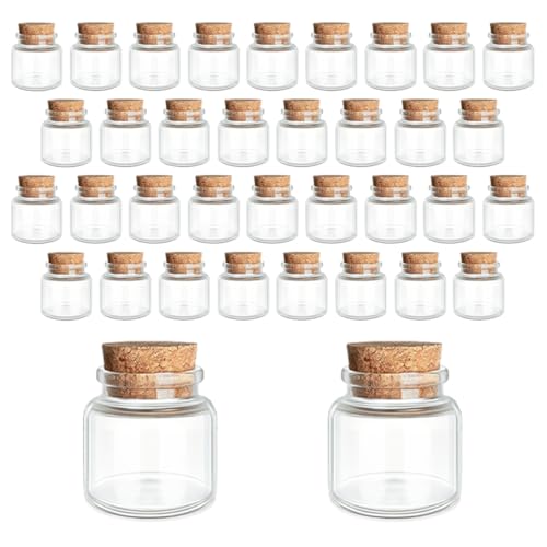 JIUYUE 36-Pack 0.35 oz (10ml) Small Glass Bottles with Cork Stoppers | Small Glass Jars for Spell Bottles, Potion Bottles, DIY Party Favors, Travel Memories & Plant Propagation - color: 36pcs