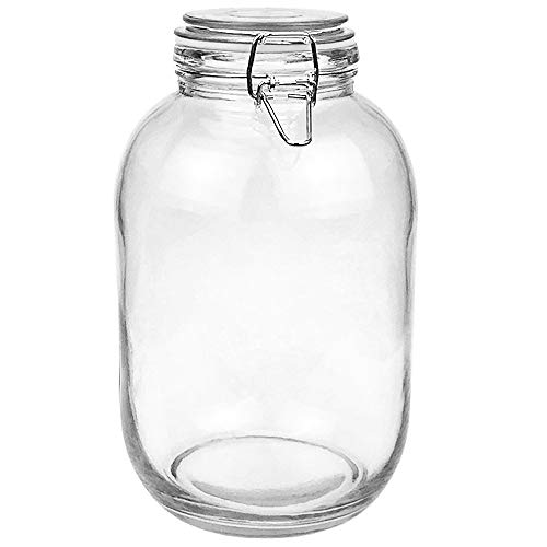 1 Gallon Glass Jar with Airtight Lid, Large Mason Jar, Pickle Jars, 128 OZ | 100% Airtight Lid, BPA-Free, Extra Gasket, Round, Dishwasher Safe, Sun Tea Jar for Pickled Eggs, Kombucha, Limoncello