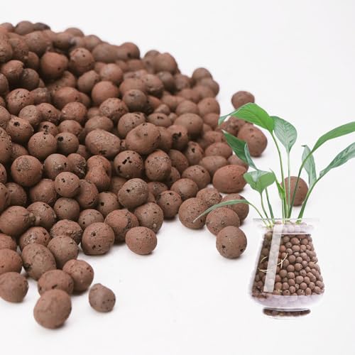 Pulovin 2.5 lbs LECA Clay Pebbles for Plants, 4-16mm LECA Balls for Indoor Plants Drainage, Hydroponics, Aquaponics, Natural Clay Balls for Soil Root Development, Orchid Potting Mix