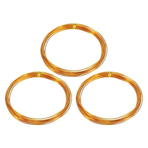 HARFINGTON 3 Roll Bonsai Wire 1mm Each Roll 16.4ft (5m) Anodized Aluminum Bonsai Wire for Gardening Tree Branch Fixing DIY Crafting, Gold - color: Gold, size: 1mm x 16.4 ft