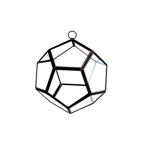 WGV Hanging Geometric Planter Terrarium Width 5.5" Height 6" Clear Glass Black Frame DIY Succulent air Plant Miniature Fairy Garden Windowsill Decor Globe 1 Piece - color: Black, size: Geode Small