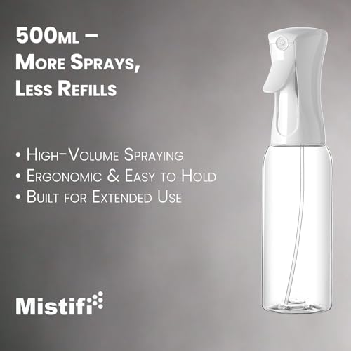 Mistifi Garden Mist – Continuous Ultra Fine Mist Spray Bottle for Plants, Gardening, Flowers, Indoor & Outdoor Use, Refillable Large Mister(500ml 1Pc, Transparent bottle) - color: Transparent bottle, style: 500ml 1Pc