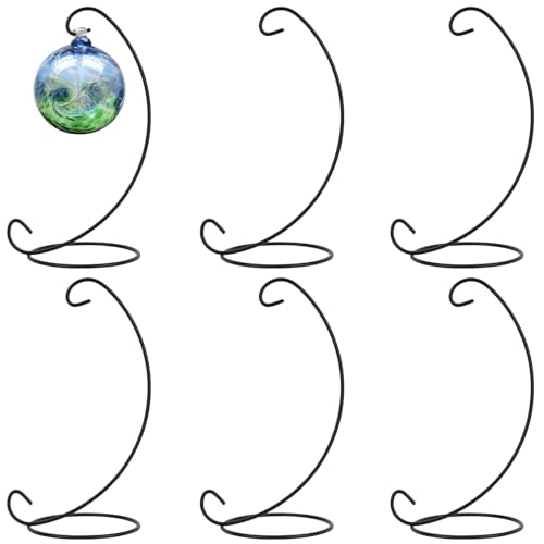 9 Inch Christmas Ornament Display Stand, Black Iron Hanging Stand Rack Holder for Hanging Glass Globe Air Plant Terrarium, Witch Ball, Festivals Ornament and Home Office Party Decor(6pcs)