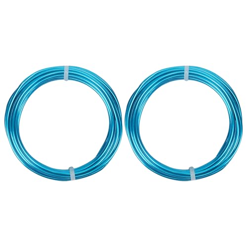 2 Rolls Aluminum Craft Wire, 9 Gauge (3mm) Flexible Metal Wire for Jewelry Making, 32.8 Ft (16.4 Ft/Roll) Bendable Armature Wire for Bonsai, Sculpting and DIY Crafts [Aqua Blue] - size: 9Gauge 16.4Ft Each, style: Aqua Blue