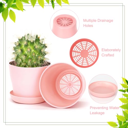 8 Pcs Flower Pot,Pots for Planting,3.8" Nursery Pot,Plastic Plant Pots Indoor for Plants Garden Succulent Pot,Gardening Gifts Herb Garden Planter,Seedling Planter - color: Pink