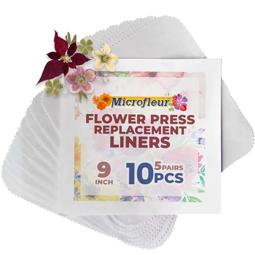 Microfleur Microwave Flower Press Max 10 Cotton White Liners, 9” (23 cm) - size: 10 PC