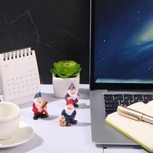 Jetec 7 Pieces Gnomes Fairy Resin Statues Miniature Garden Mini Gnome Statue for Table and Garden Decoration for Holiday Festival Decoration, Relatives Friends