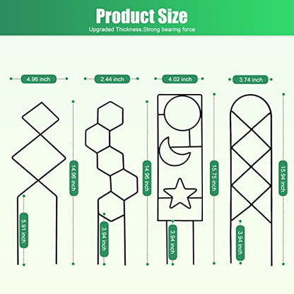 Wellsign 15.94Inch Plant Trellis for Climbing Plants Indoor Outdoor | 4 Patterns Metal Small Garden Houseplant Trellis for Potted Plants for Vine Ivy Flower Plant Support Lover Gifts Lattice - size: Back-Metal-Trellis02