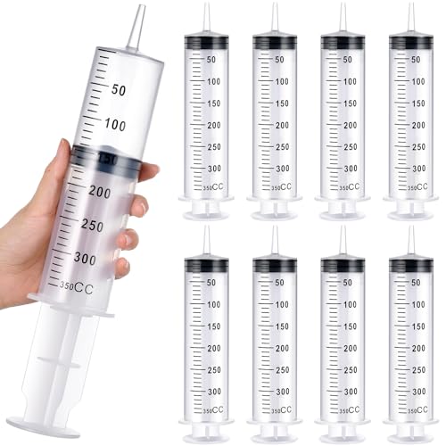 Geiserailie 10 Pcs 350 ml Large Syringes Bulk Individual Sealed Plastic Garden Syringe to Use Clean for Liquid Lip Gloss Paint Oil Measuring Filtration Watering Plant Refilling Feeding Industrial - size: 350 ml