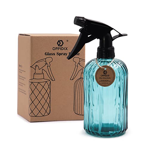 Glass Spray Bottle Blue Plant Mister Adjustable Nozzle for Plants 13.5 oz - color: I-Blue