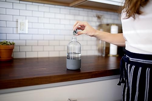 Clear Glass Spray Bottle with Silicone Sleeve for Cleaning Solutions, Essential Oils, Plants, Vinegar - 16 oz, Refillable, Food Safe (2-PACK: Steel Gray & Sage Green) - color: Steel Gray & Sage Green