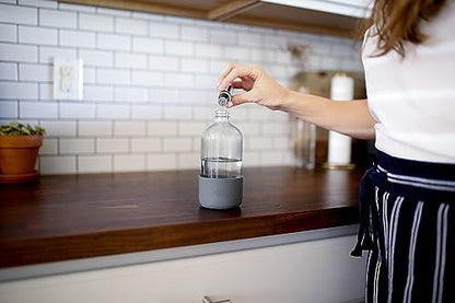 Clear Glass Spray Bottle with Silicone Sleeve for Cleaning Solutions, Essential Oils, Plants, Vinegar - 16 oz, Refillable, Food Safe (2-PACK: Steel Gray & Sage Green) - color: Steel Gray & Sage Green