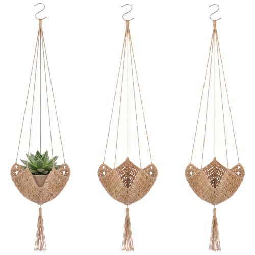 3Pack Macrame Plant Hanger Jute Crochet Long Plant Hanger for 3 Inch to 12 Inch Pots Hanging planters for Indoor Plants Plants Hanging Basket hangings Pot Boho Outdoor Home Decor