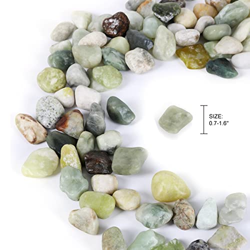5lbs Natural River Rocks, Polished Pebbles for Plants Garden, 1-2 inch Decorative Jade Stones, Ideal for Fish Tank, Vases, Crafting, Home Decor and Garden Landscaping Rocks,Jade - size: 5 Pounds, style: Jade