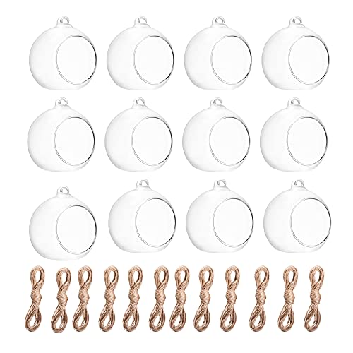 Hanging Glass Candle Holder, Globe Glass Tea Light Holder, Hanging Glass Vase, Flower Plants Terrarium, Glass Orbs Container, Micro Landscape DIY for Home, Office, Wedding (3.15" 12Pcs) - color: 3.15" 12pcs