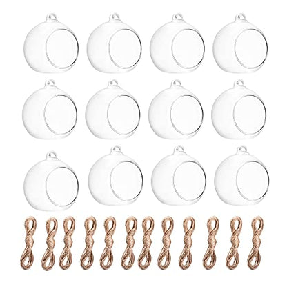Hanging Glass Candle Holder, Globe Glass Tea Light Holder, Hanging Glass Vase, Flower Plants Terrarium, Glass Orbs Container, Micro Landscape DIY for Home, Office, Wedding (3.15" 12Pcs) - color: 3.15" 12pcs