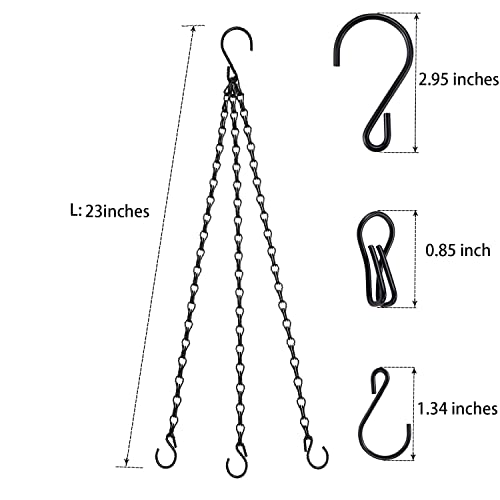 Hanging Baskets Chains 23 Inches 3 Leads Hanging Chains Flower Pot Hanger Replacement Plant Hangers for Planters and Lanterns, Pack of 3 (3 Legs) - style: 3 Legs