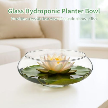 2 PCS Glass Vase Bowls, 7.8 in Wide Mouth Round Flower Vase, Clear Terrarium Bowl, Glass Hydroponic Planter, Floral Container, Fish Bowl Centerpiece for Wedding Table Home Decor