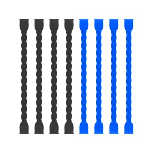 8pcs 3Inch Silicone Cable Ties Reusable Steel-Core Twist Ties Wire Straps - color: Black&blue, size: 3 Inch