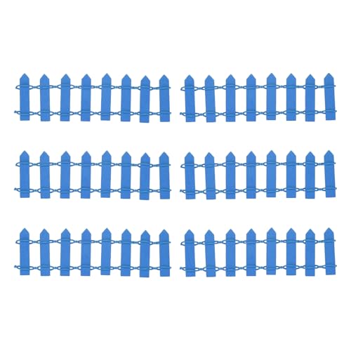 M METERXITY 6-Pack Miniature Terrarium Fence, 3.74 Inch 9.5x3cm Wooden DIY Small Wood Decorative Picket Fence for Dollhouse/Crafts/Diorama Project, Micro Landscape Ornaments [Dark Blue] - color: Dark Blue