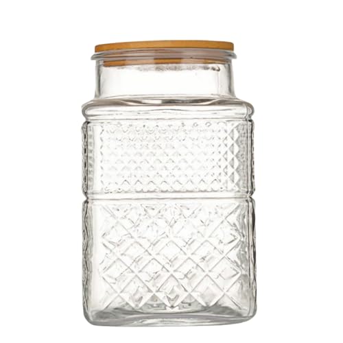 ANSQU 61 FL OZ Square Glass Jar, Candy Jar with Lid, Large Coffee Canister - color: Transparent-Square, size: 61 Ounces