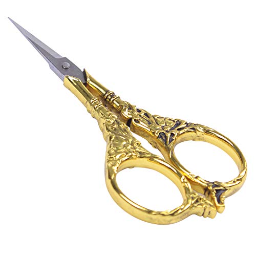 BIHRTC Vintage European Style Scissors Stainless Steel for Cross Stitch - color: Gold, size: 4.5 IN
