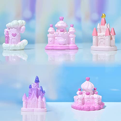 Rolin Roly 5Pcs Miniature Fairy Castle Landscape Resin Decorations Fairy Tale Garden Accessories for Desk Micro Ornaments Christmas Home Craft Décor - color: 5 Pcs Castle Micro Landscape