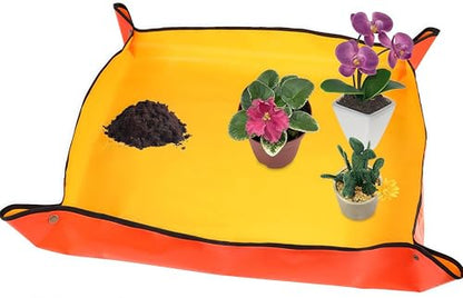 Repotting Mat Plant Mat, Indoor Plant Transplant Replacement Mat, Bonsai Tools Portable Gardening Mat, Potting Tray Soil Spillage Mat (Yellow,19.7 * 19.7) - color: Yellow